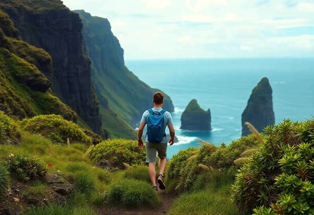 Aventurero practicando deportes extremos en Isla de Pascua