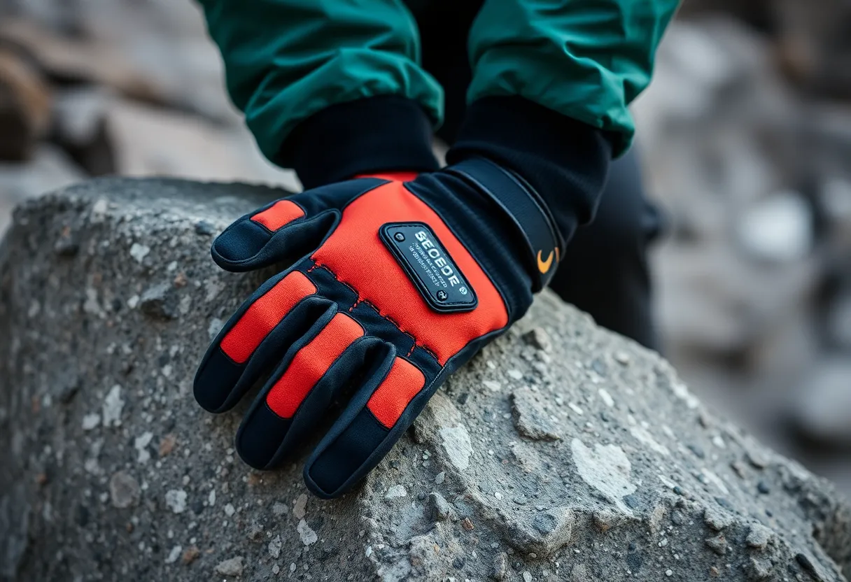 Guantes de montañismo Guantes de montañismo en acción