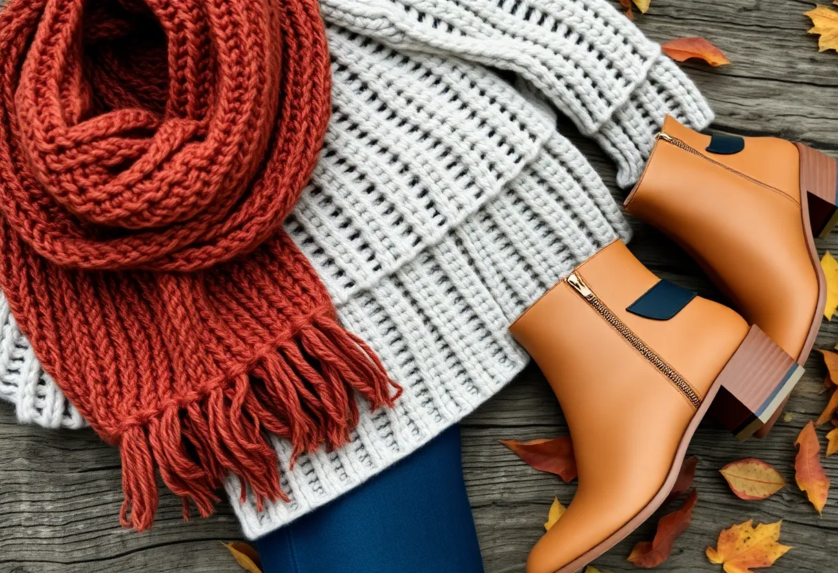 Moda de temporada Moda de temporada: bufandas coloridas, abrigos ligeros y accesorios otoñales