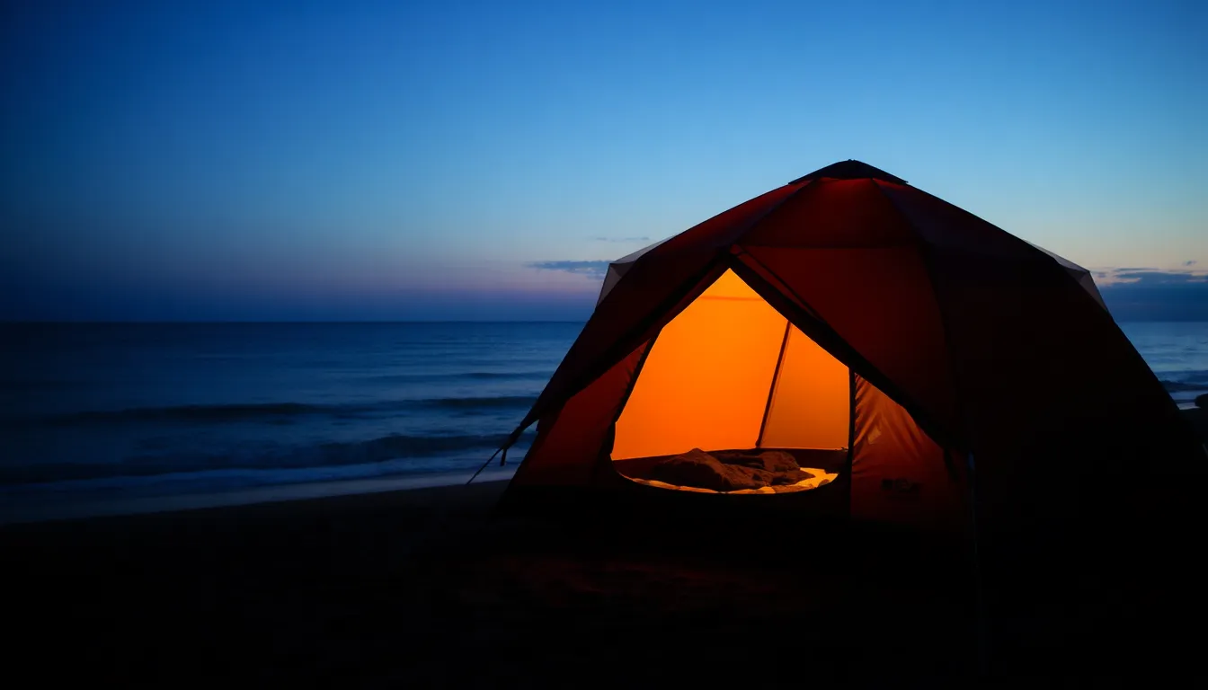acampando en la playa