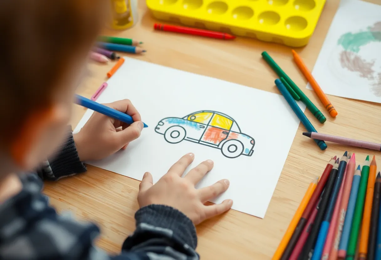 dibujos de autos - niños coloreando