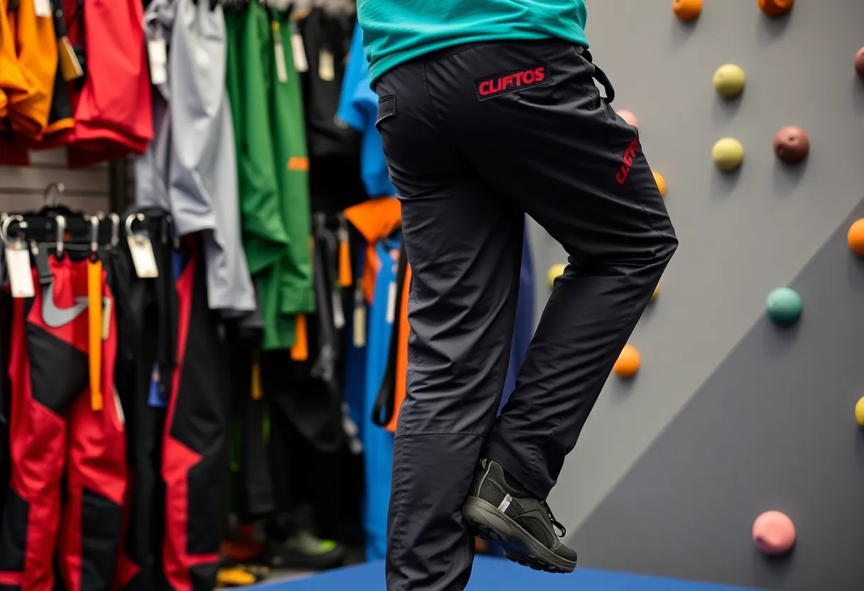 pantalón de escalada en acción