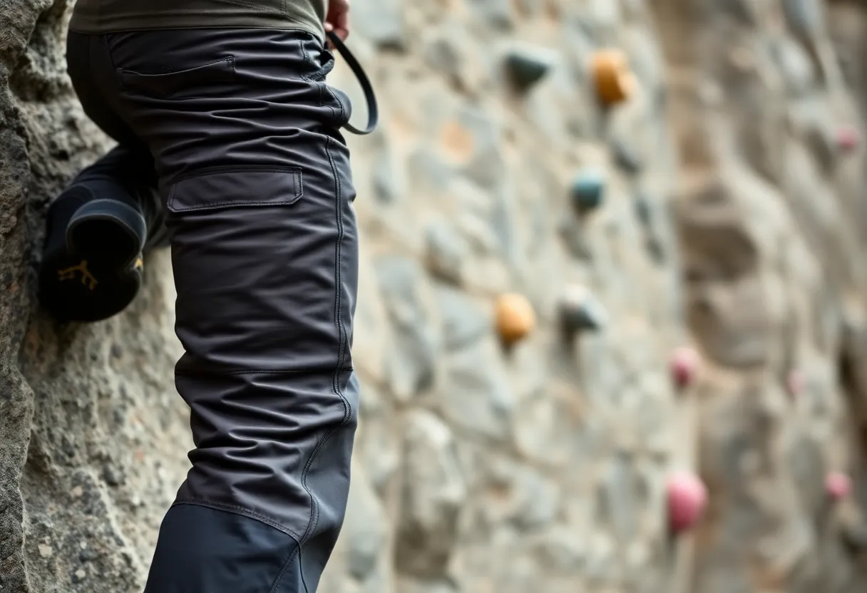 ropa de escalada con múltiples bolsillos