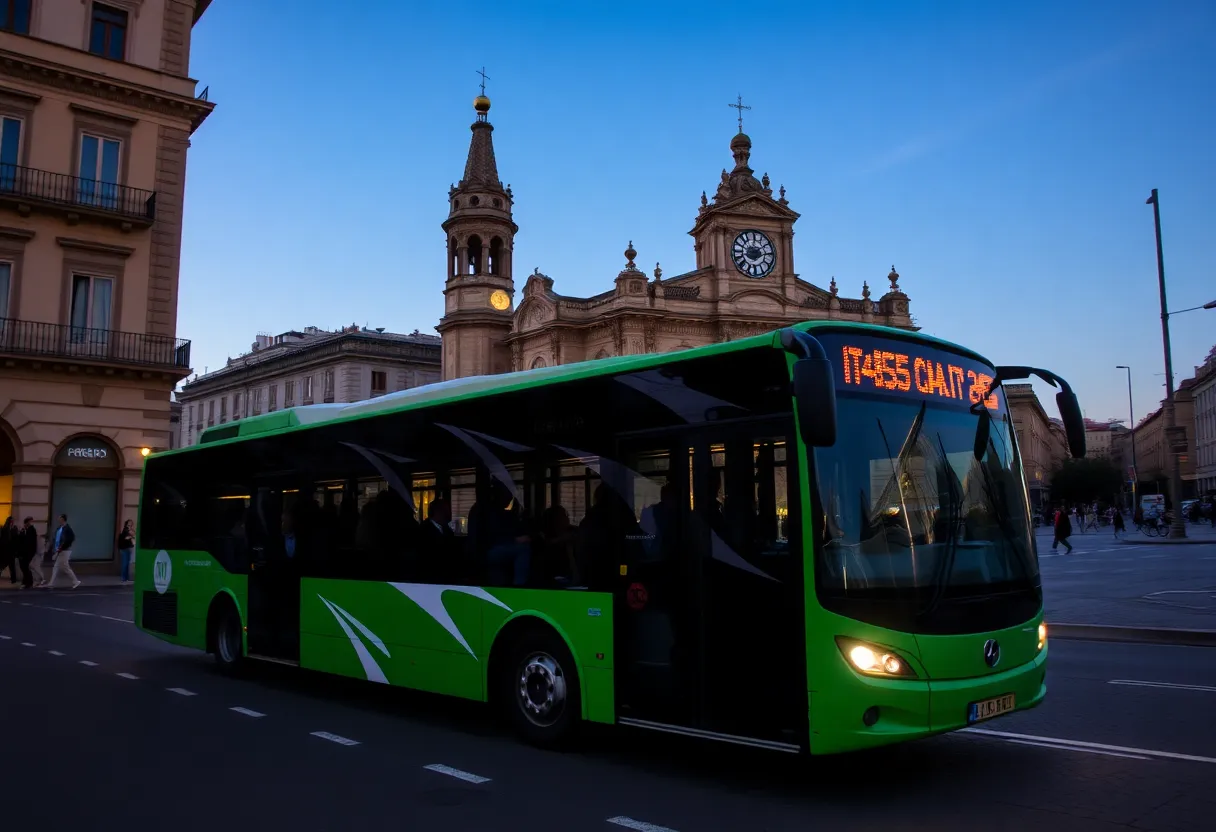turibus León turibus León recorriendo la ciudad con la Catedral de León al fondo