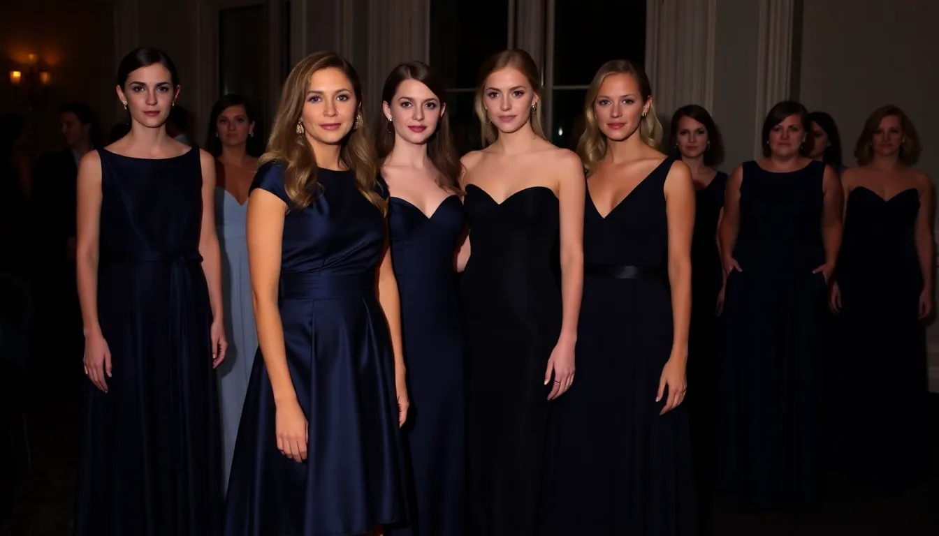 vestidos azul marino elegantes